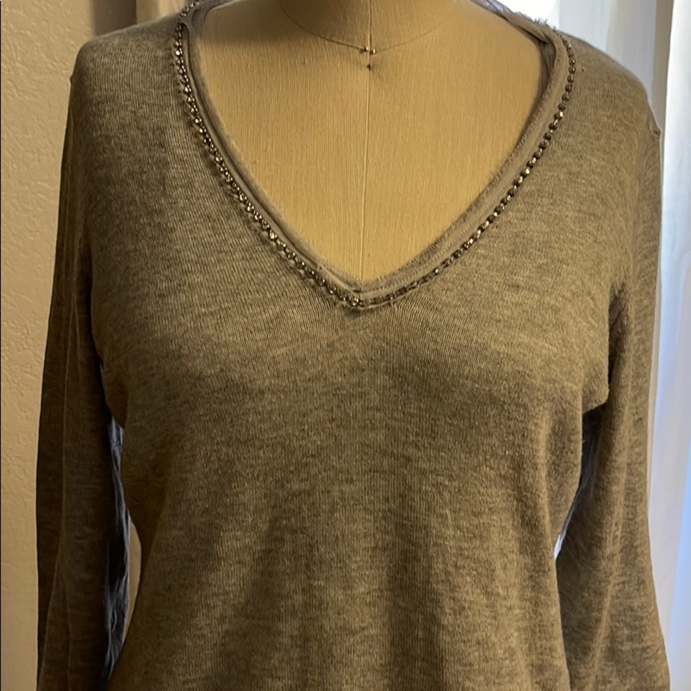 Magashoni Gray Cashmere Embellished Sweater